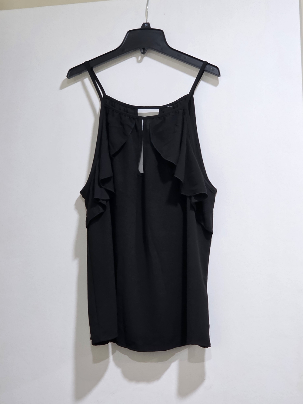 Black Ruffled Halter Tank Top - Women